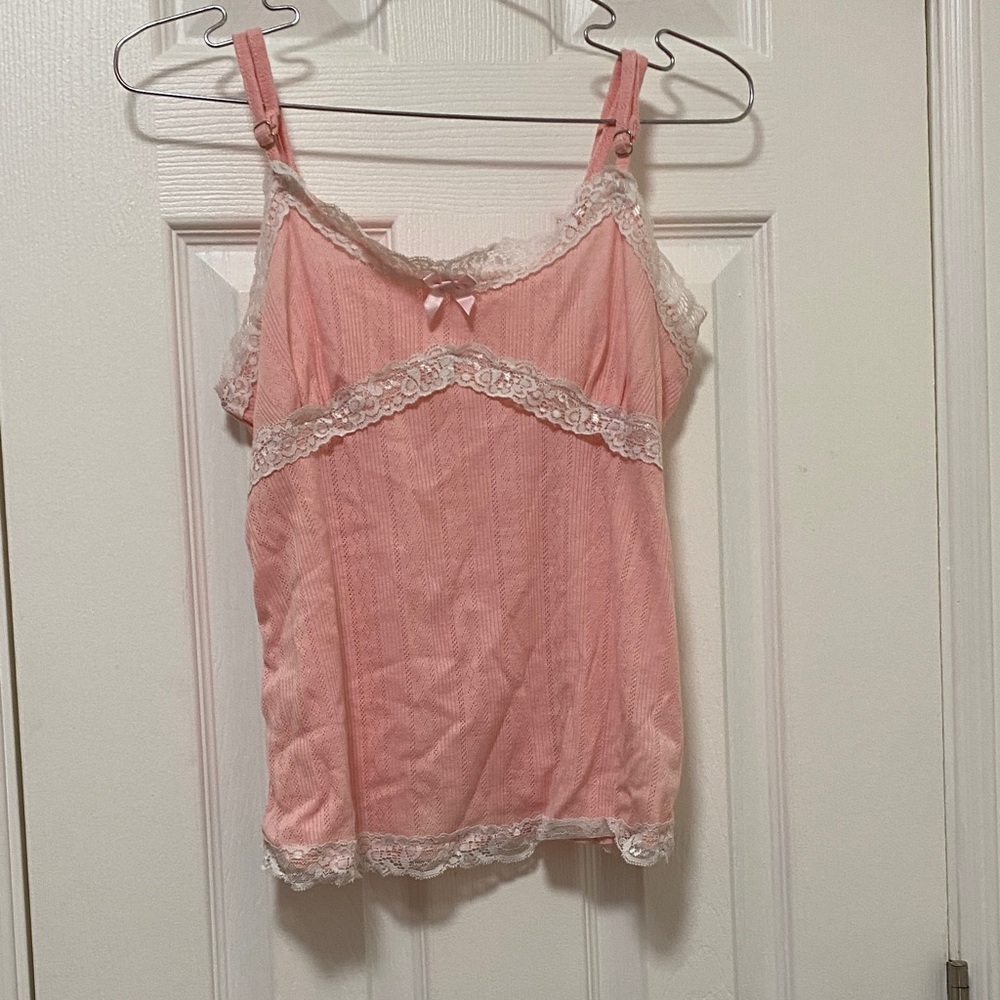SHEIN Romwe Pink Lace Trim Cami Top